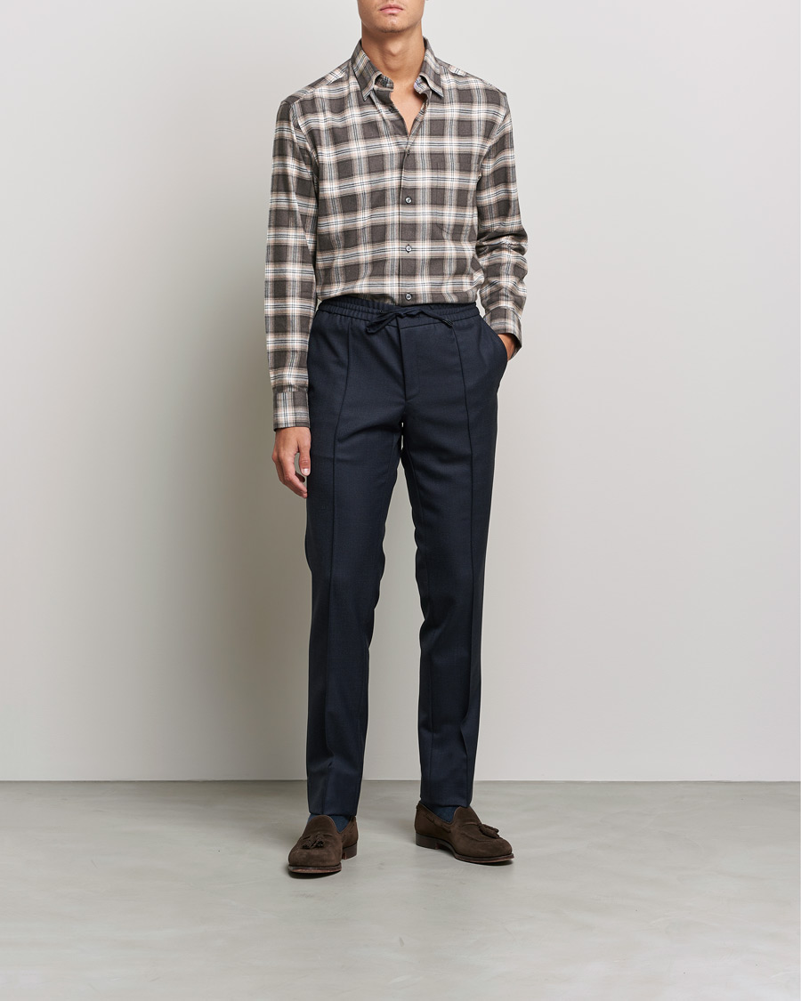 Herren | Hemden | Brioni | Check Flannel Shirt Beige