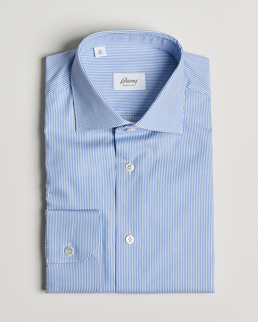Herren | Businesshemden | Brioni | Slim Fit Dress Shirt Light Blue Stripe