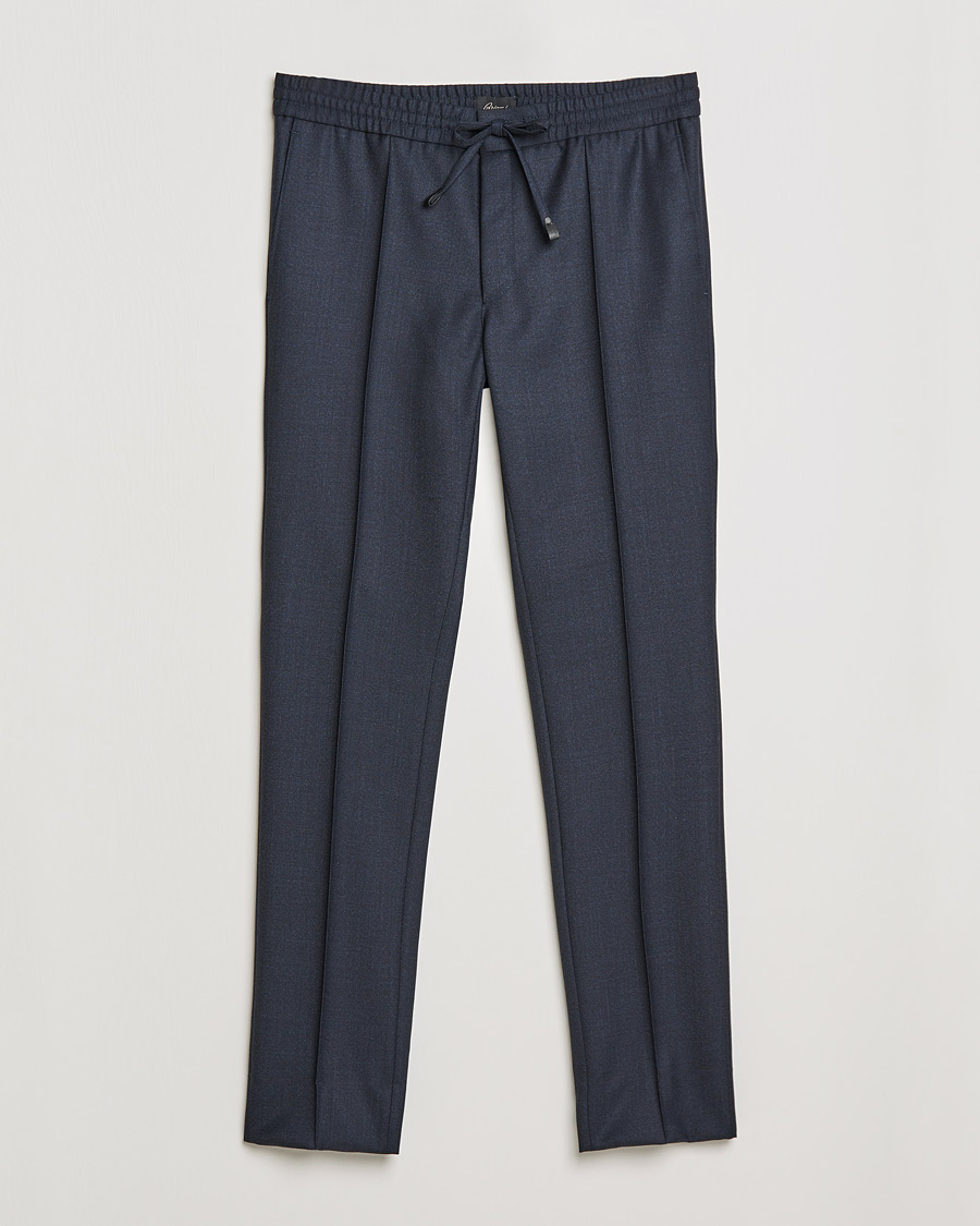 Herren | Hosen | Brioni | Sharkskin Wool Drawstring Trousers Navy