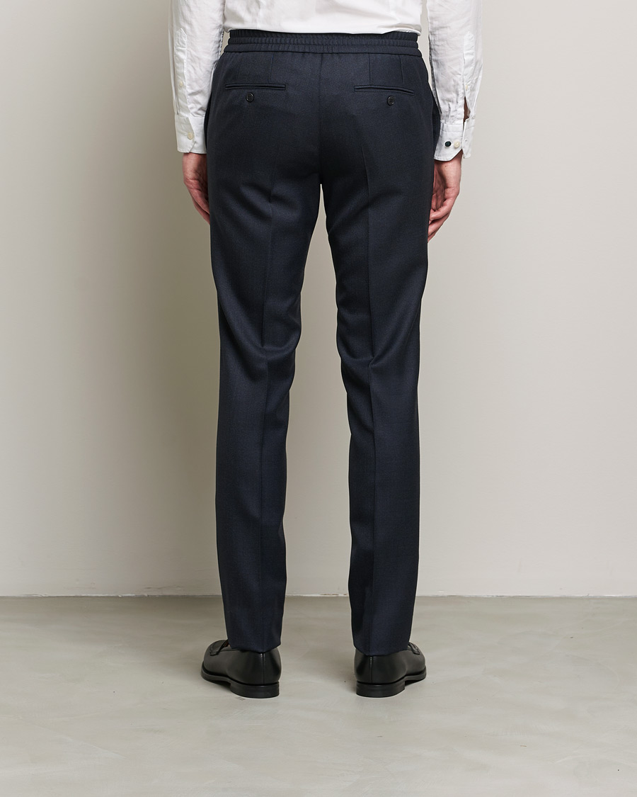 Herren | Hosen | Brioni | Sharkskin Wool Drawstring Trousers Navy