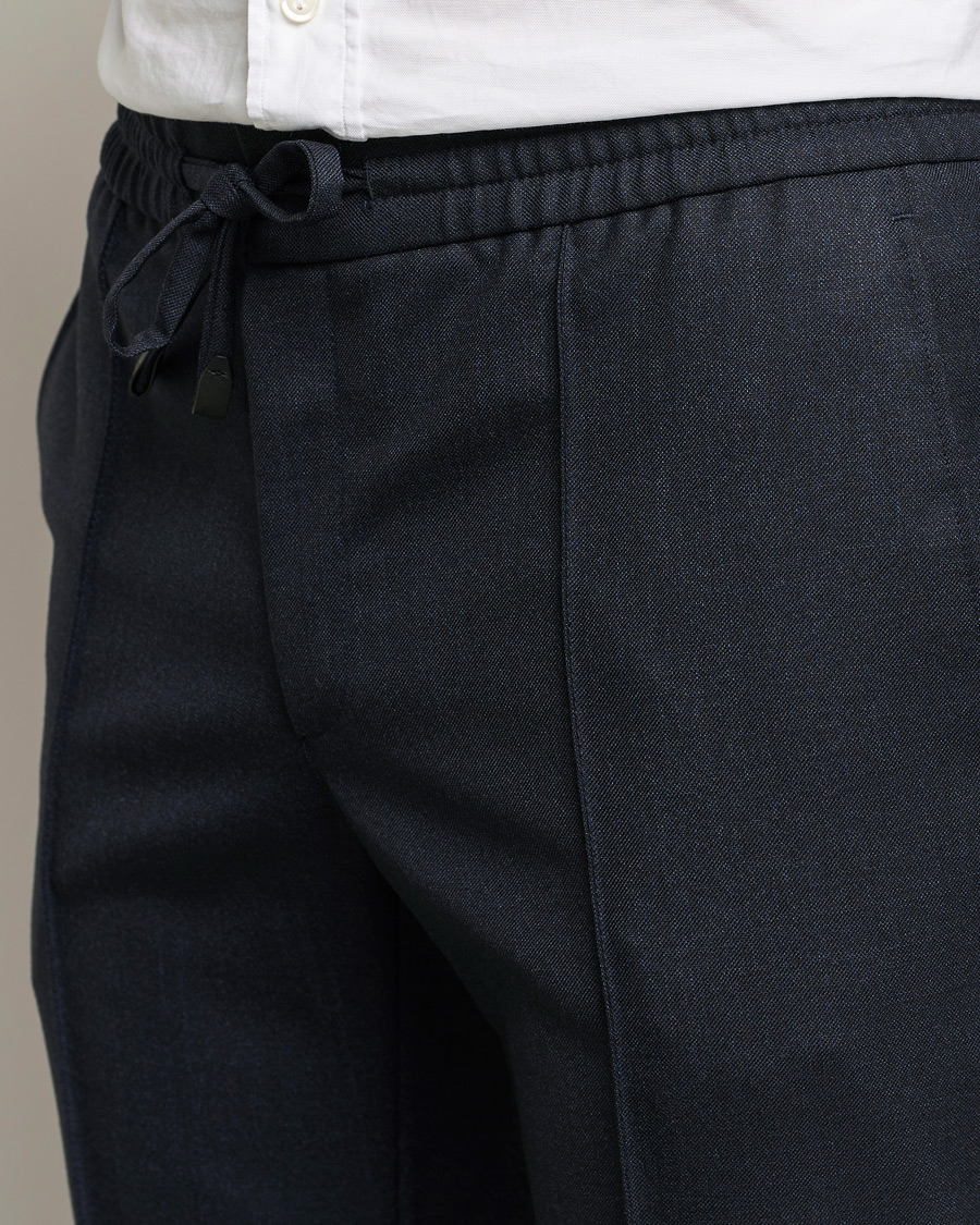 Herren | Hosen | Brioni | Sharkskin Wool Drawstring Trousers Navy