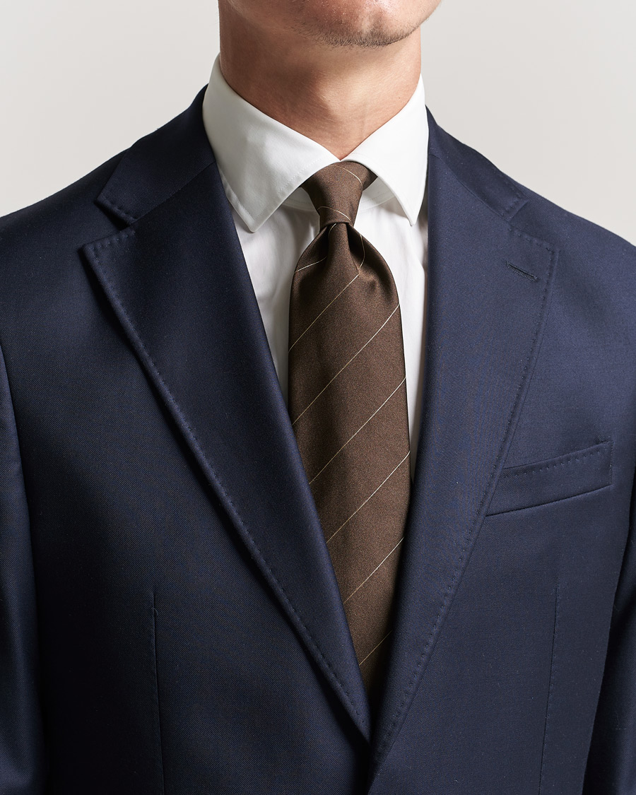 Herren | | Brioni | Regimental Stripe Silk Tie Dark Brown