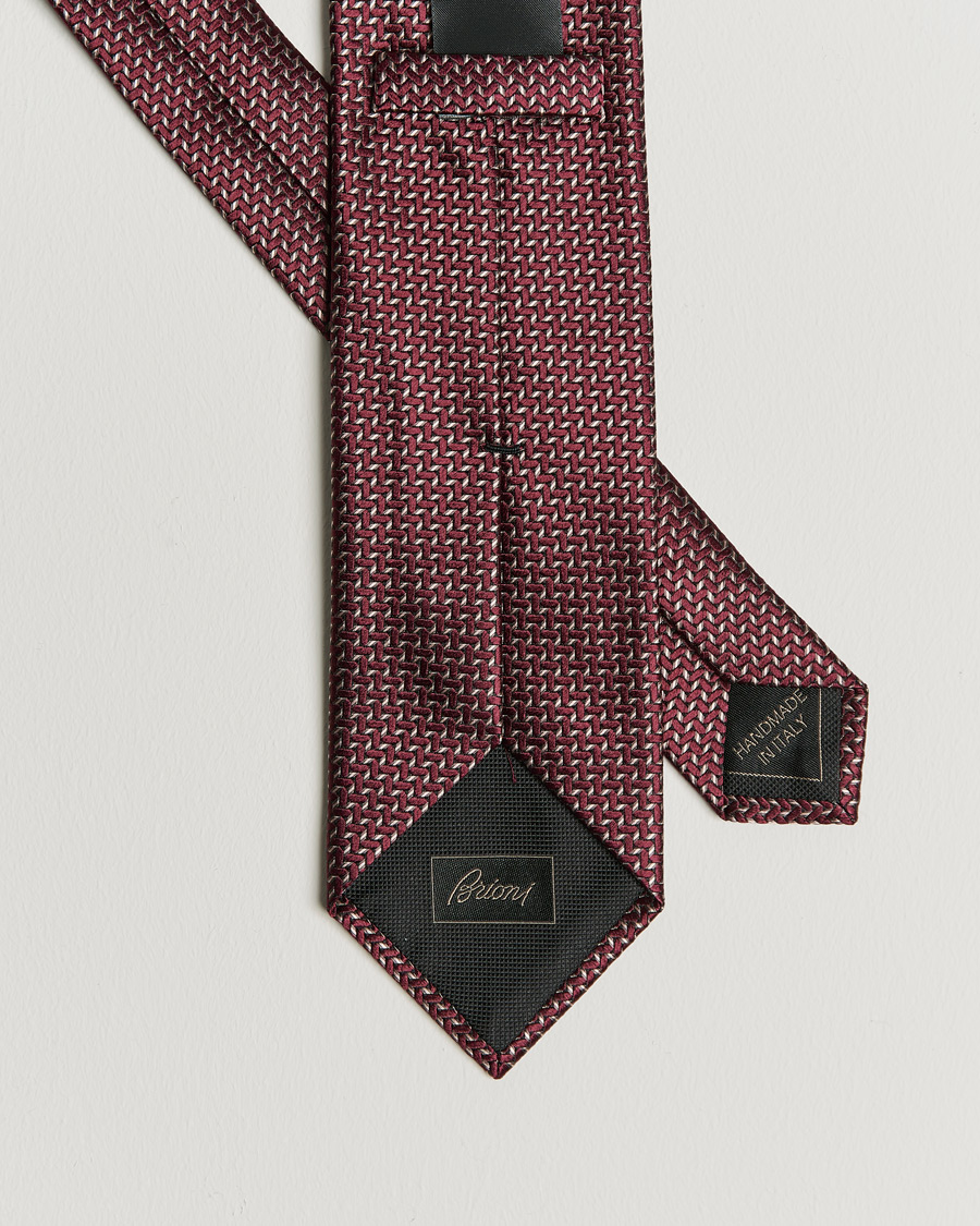 Herren | Brioni Micro Pattern Silk Tie Burgundy | Brioni | Micro Pattern Silk Tie Burgundy