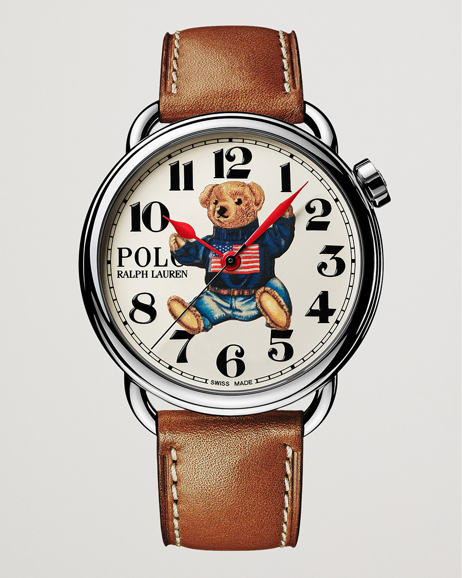 Herren | Lederarmband | Polo Ralph Lauren | 42mm Automatic Flag Bear White Dial