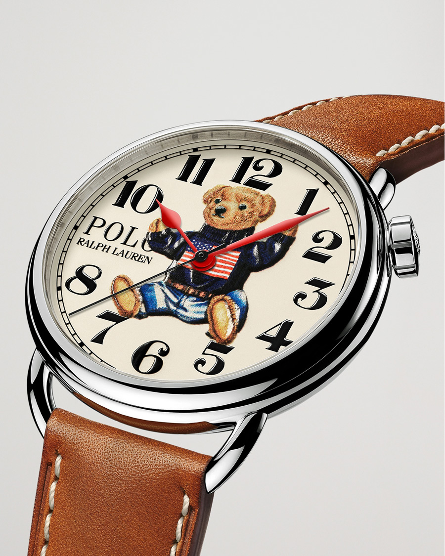 Herren | Lederarmband | Polo Ralph Lauren | 42mm Automatic Flag Bear White Dial