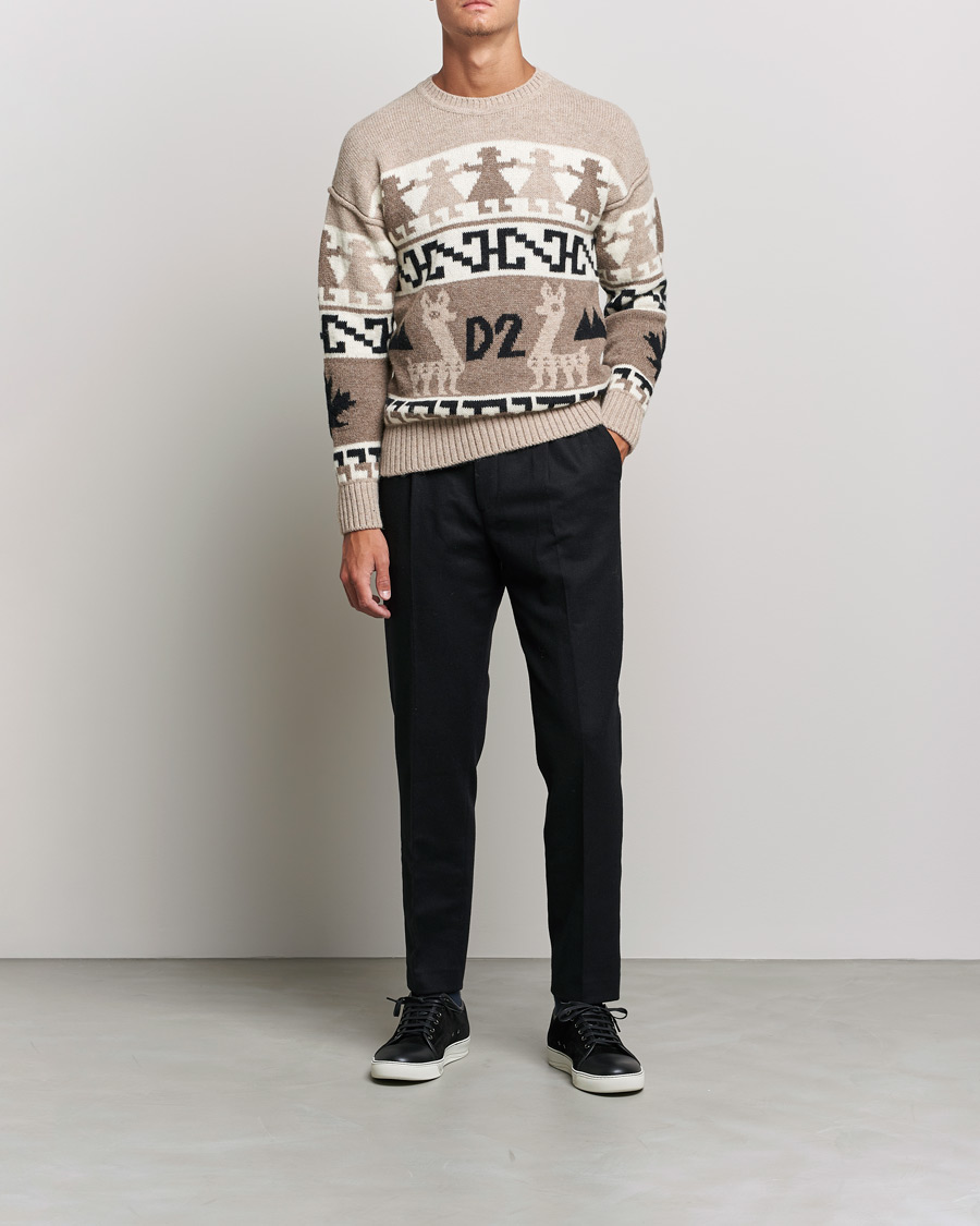 Herren | Dsquared2 | Dsquared2 | Llamas Heavy knitted Sweater Beige