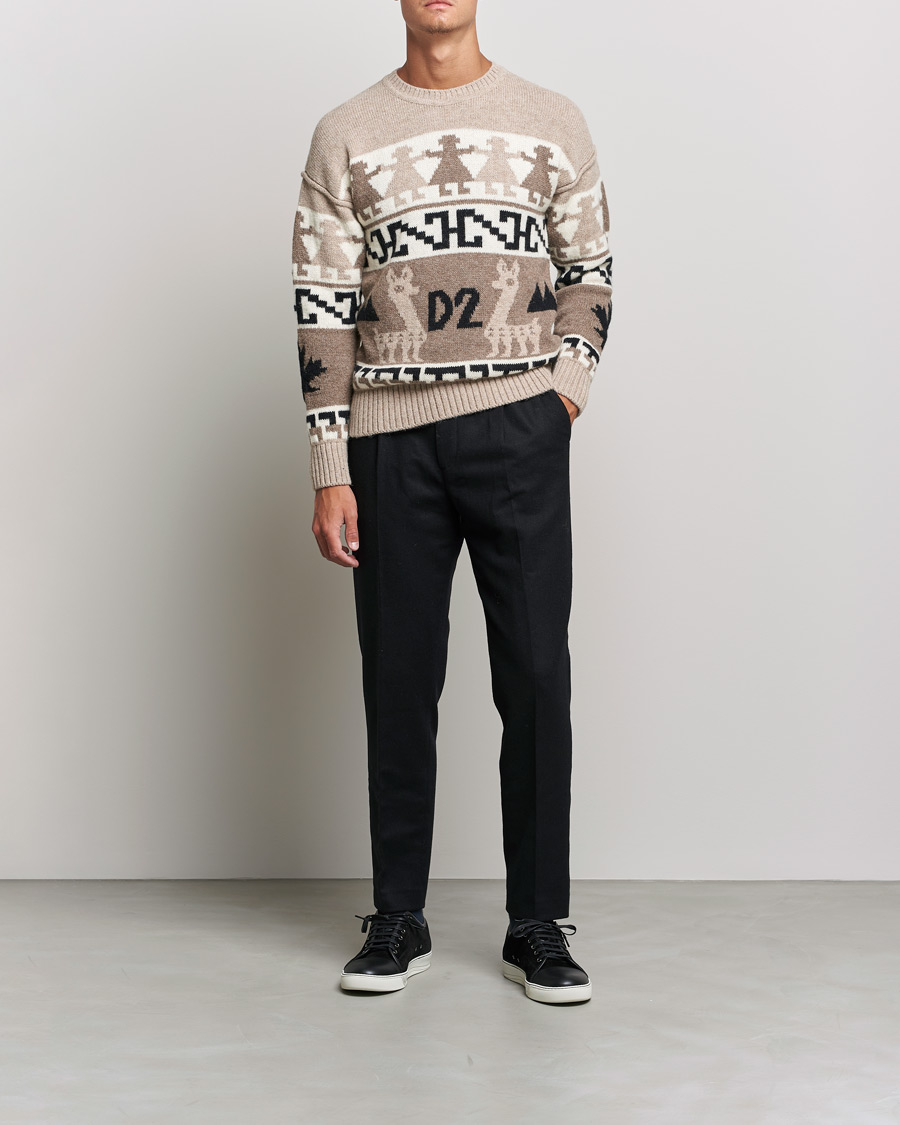 Herren | Pullover | Dsquared2 | Llamas Heavy knitted Sweater Beige