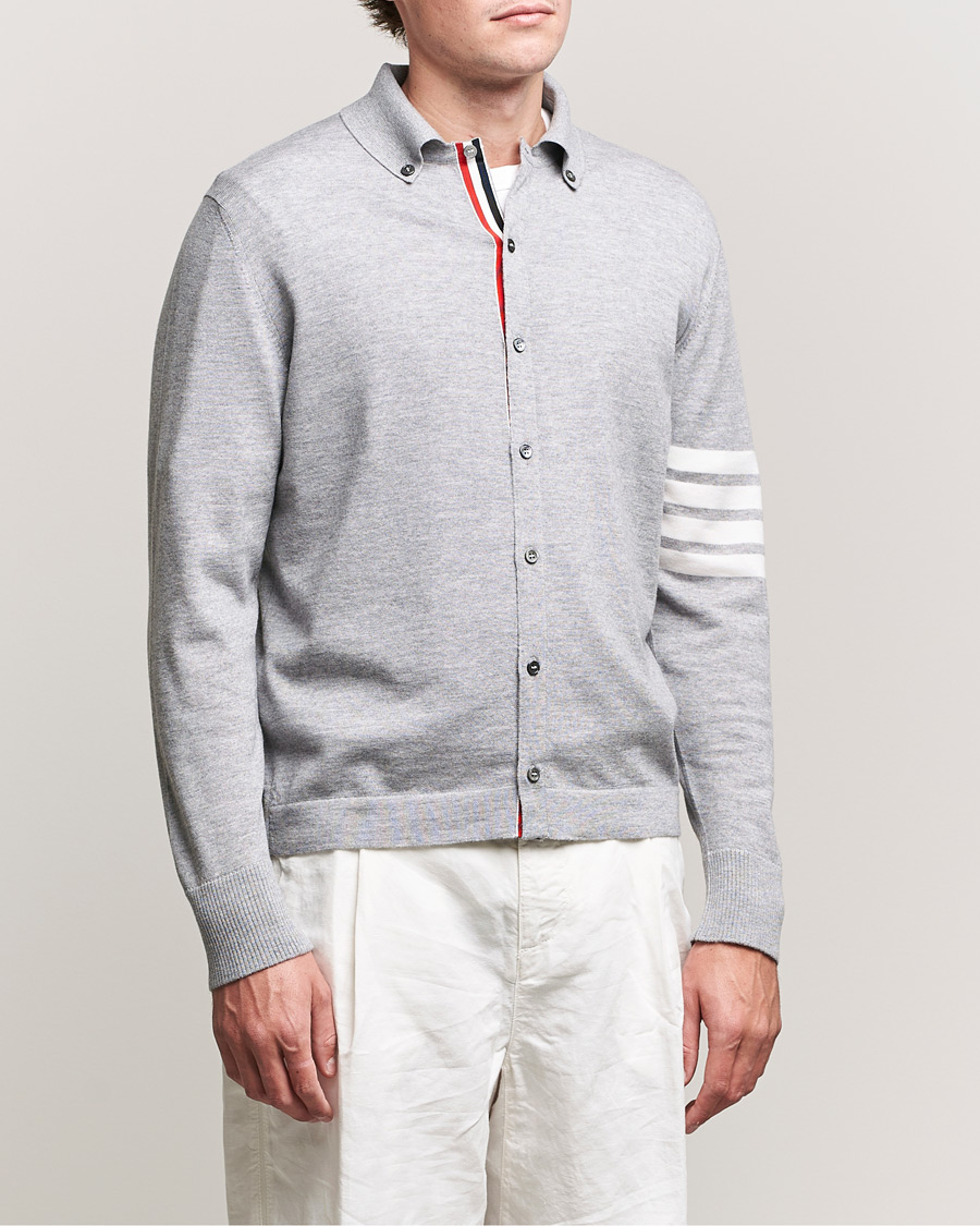 Herren | Hemden | Thom Browne | Merino Wool Button Down Shirt Light Grey
