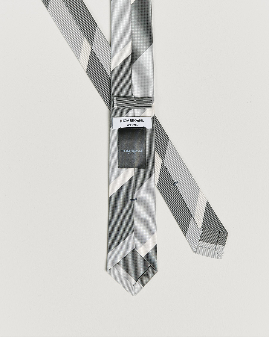 Herren | Thom Browne Wide Rep Stripe Tie Medium Grey | Thom Browne | Wide Rep Stripe Tie Medium Grey