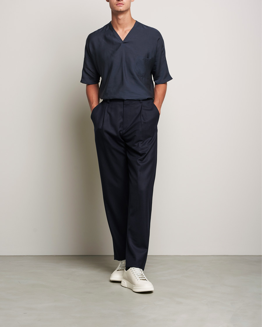 Herren | T-Shirts | Giorgio Armani | Silk Blend T-Shirt Navy