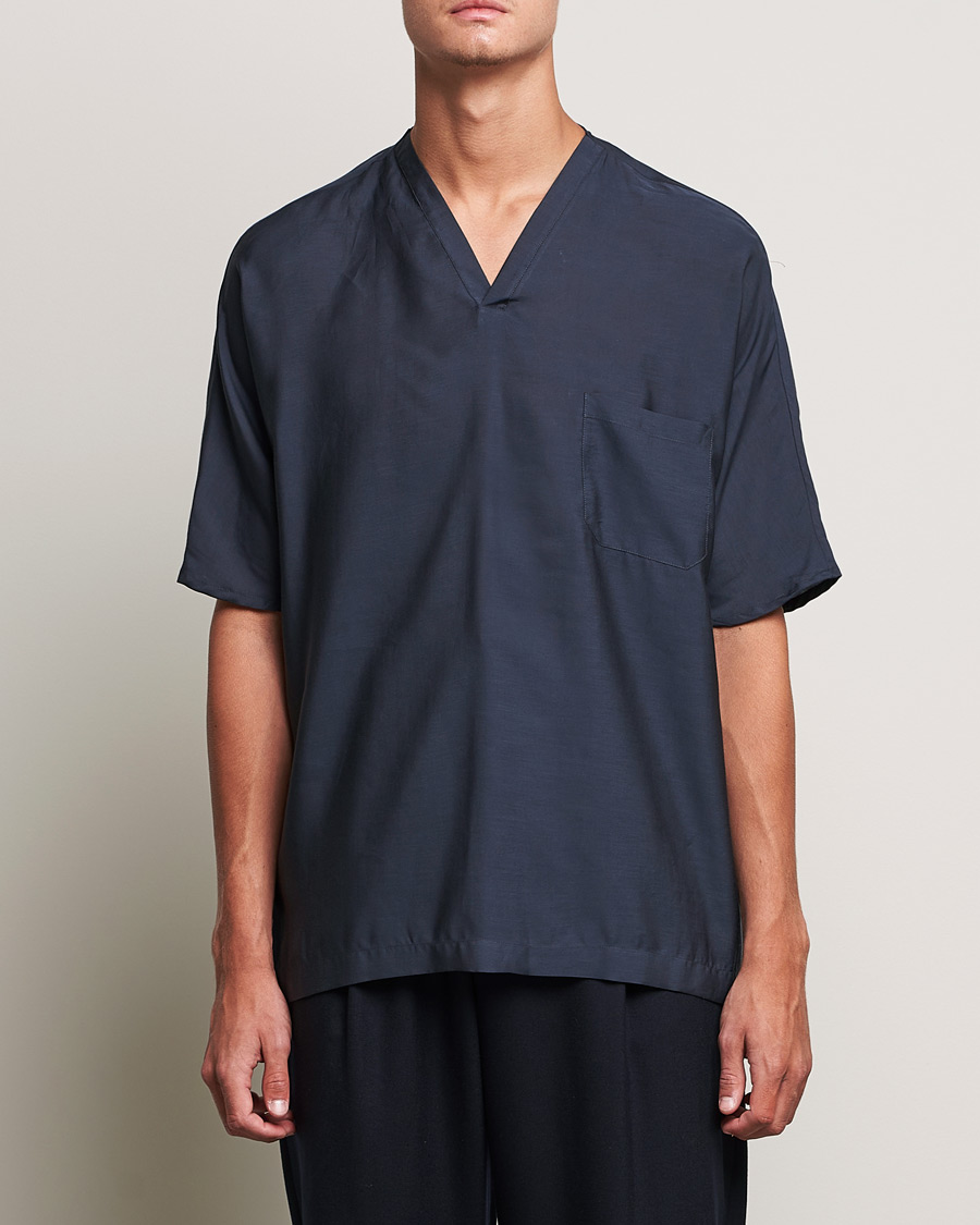 Herren | T-Shirts | Giorgio Armani | Silk Blend T-Shirt Navy