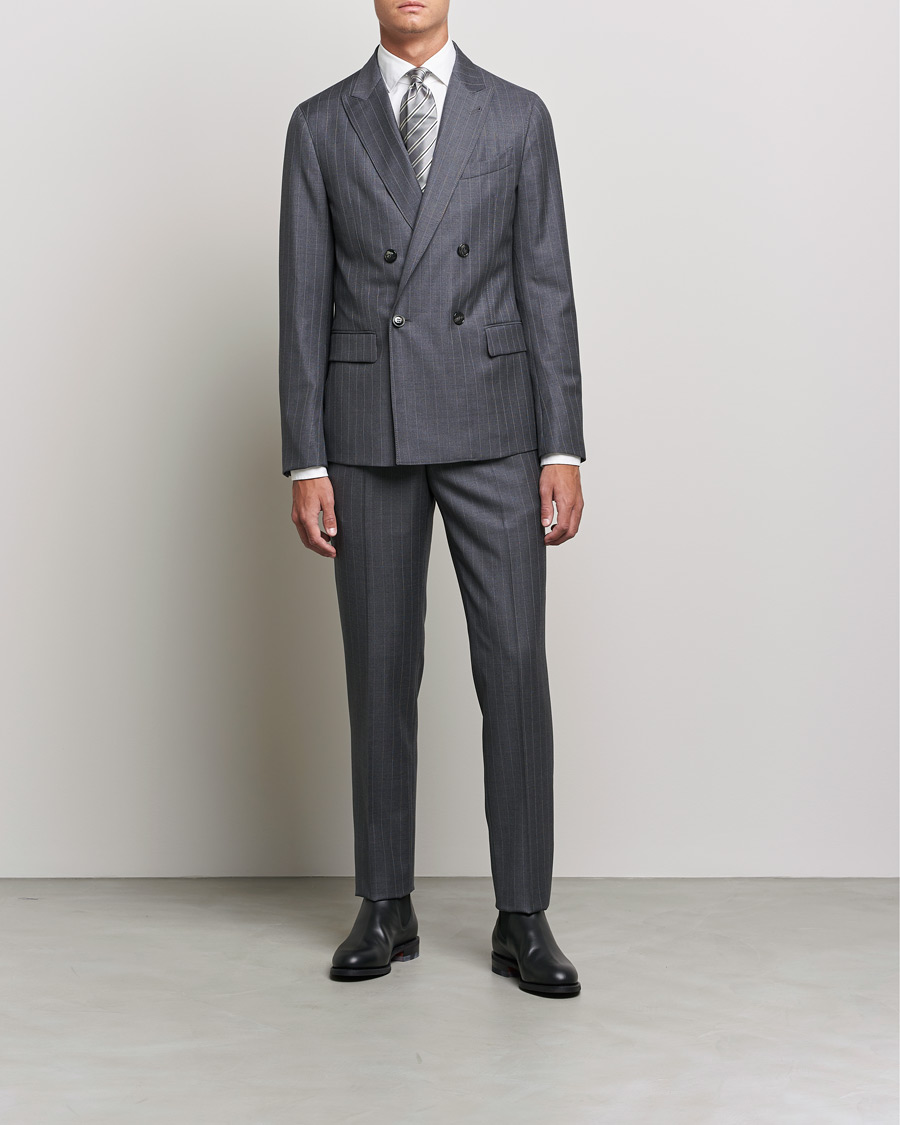 Herren | Giorgio Armani | Giorgio Armani | Pinstripe Double Breasted Suit Grey