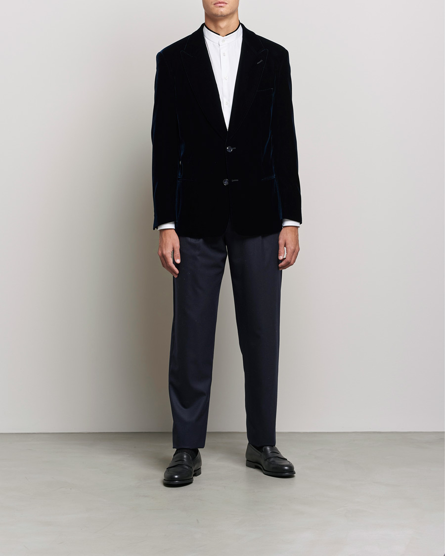 Herren | Sakkos | Giorgio Armani | Peak Lapel Velvet Blazer Navy
