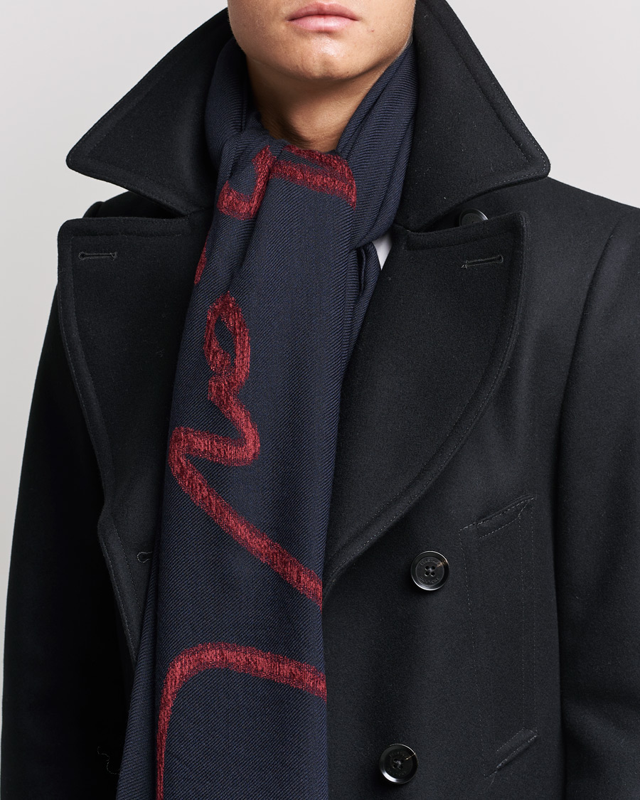 Herren | Sale accessoires | Giorgio Armani | Signature Woven Wool Scarf Navy