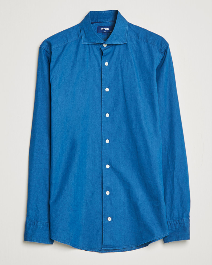 Herren | Hemden | Eton | Slim Fit Garment Washed Denim Shirt Indigo