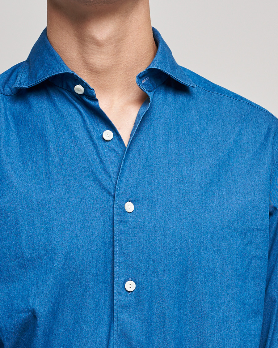 Herren | Hemden | Eton | Slim Fit Garment Washed Denim Shirt Indigo