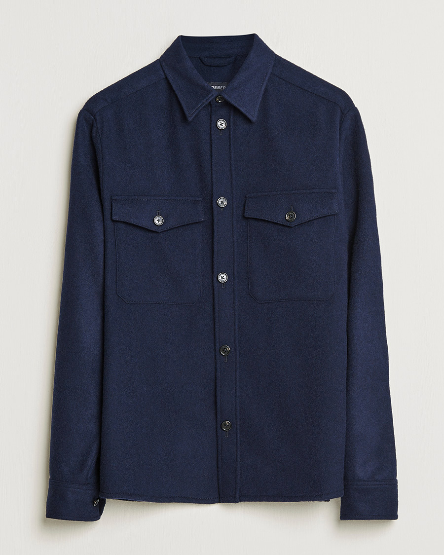 J.Lindeberg Flat Wool Regular Overshirt Navy bei CareOfCarl.de