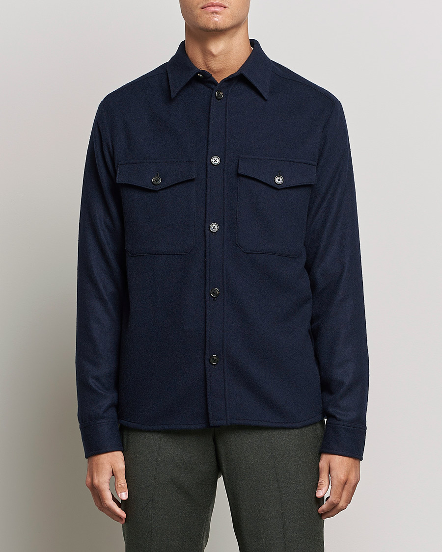 J.Lindeberg Flat Wool Regular Overshirt Navy bei CareOfCarl.de