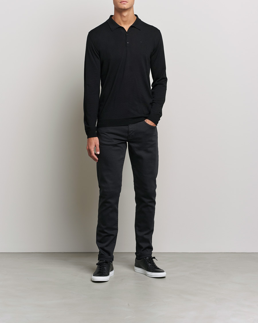 Herren | Pullover | J.Lindeberg | Noel True Merino Poloshirt Black