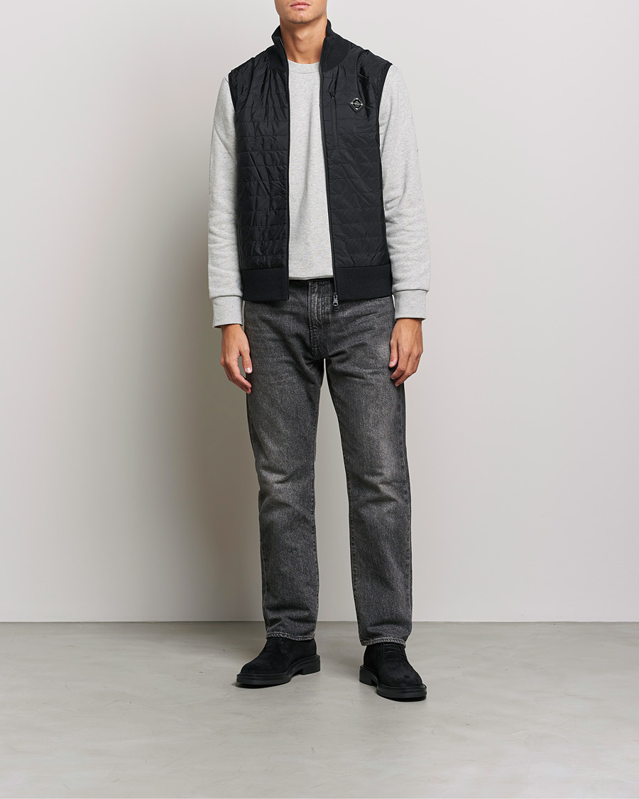Herren | J.Lindeberg | J.Lindeberg | Becket Knitted Hybrid Zip Vest Black
