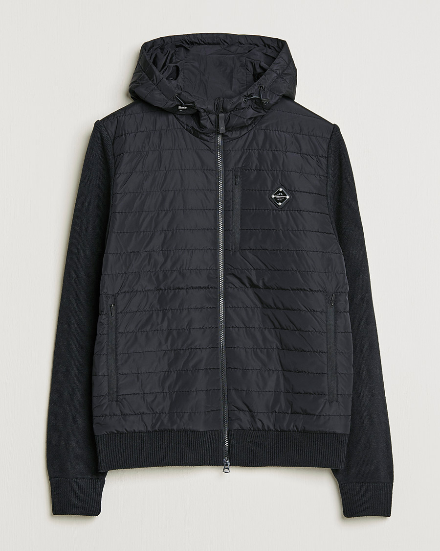 Herren | Pullover | J.Lindeberg | Pierre Knitted Hybrid Full Zip Hood Black