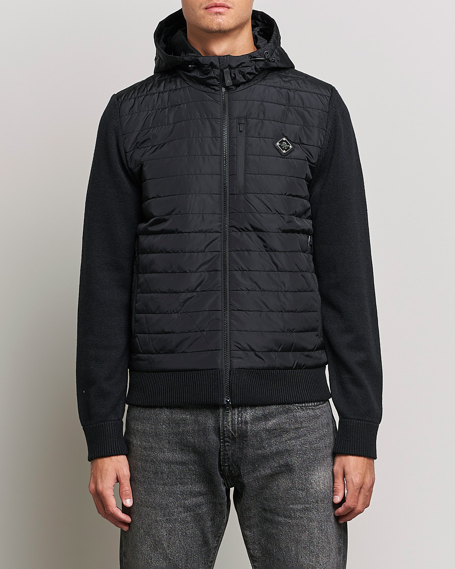 Herren | Pullover | J.Lindeberg | Pierre Knitted Hybrid Full Zip Hood Black
