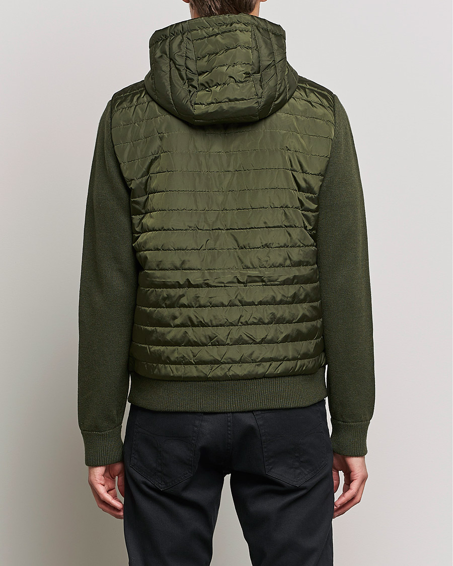 Herren | Pullover | J.Lindeberg | Pierre Knitted Hybrid Full Zip Hood Forest Green