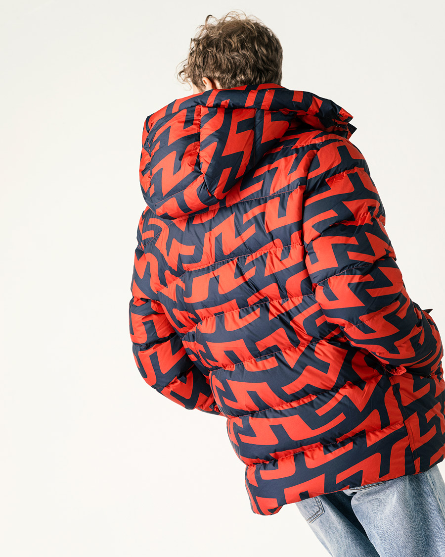 Herren | Jacken | J.Lindeberg | Sphere Printed Down Jacket Bridge Swirl Red