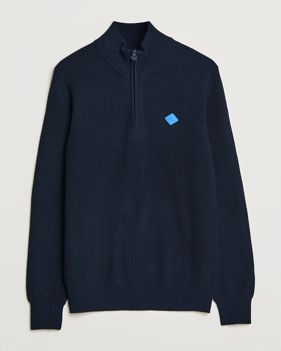 Herren | Pullover | J.Lindeberg | Diamond Knitted Zip Sweater Navy