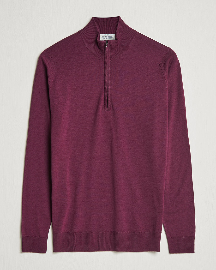 Herren | Pullover | John Smedley | Barrow Extra Fine Merino Half Zip Pigment Purple