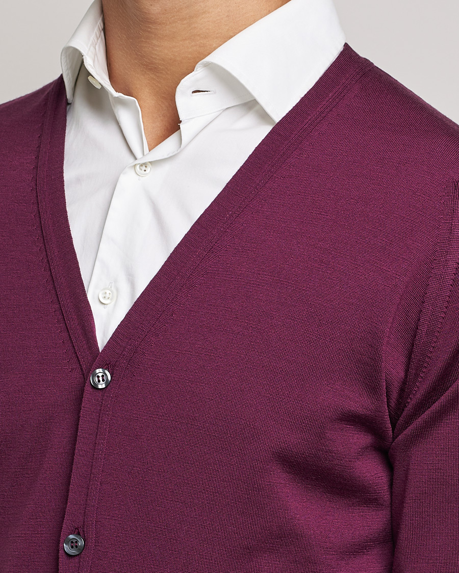 Herren | Pullover | John Smedley | Petworth Extra Fine Merino Cardigan Pigment Purple