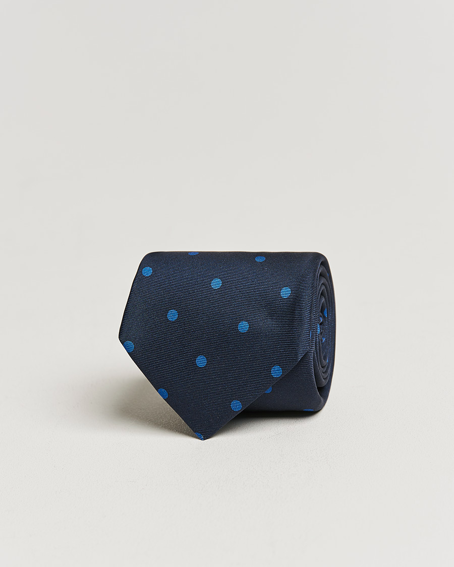 Herren | Kiton Printed Dots Silk Tie Navy | Kiton | Printed Dots Silk Tie Navy