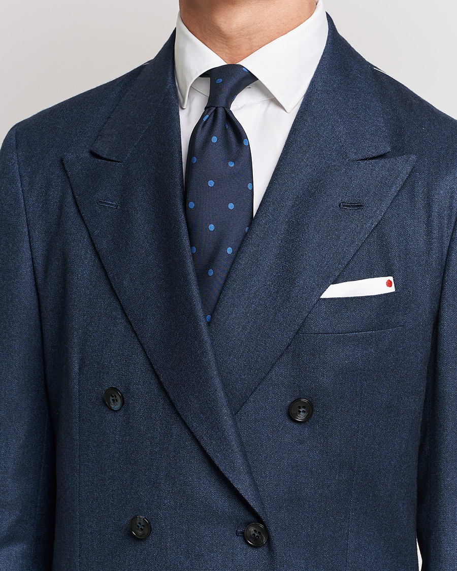 Herren | Kiton Printed Dots Silk Tie Navy | Kiton | Printed Dots Silk Tie Navy