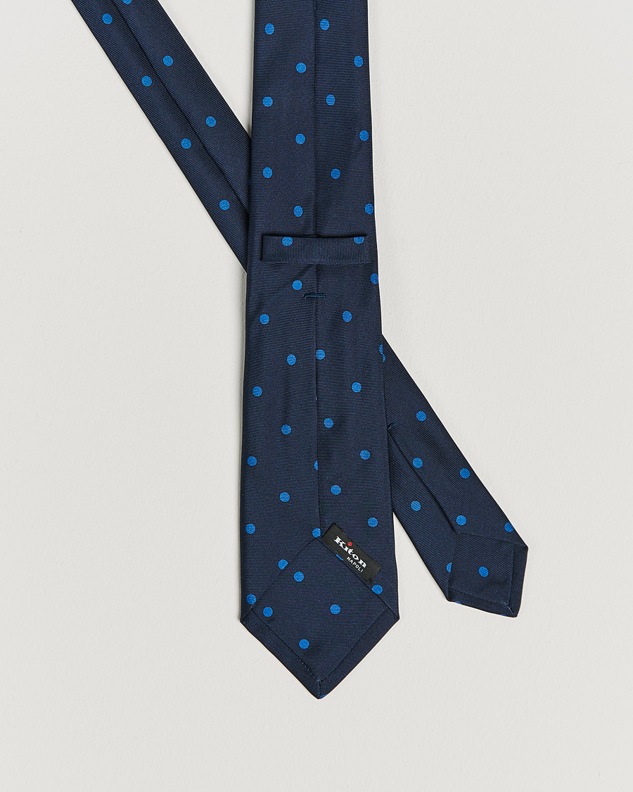 Herren | Krawatten | Kiton | Printed Dots Silk Tie Navy