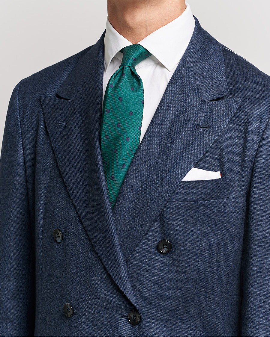 Herren |  | Kiton | Printed Dots Silk Tie Green