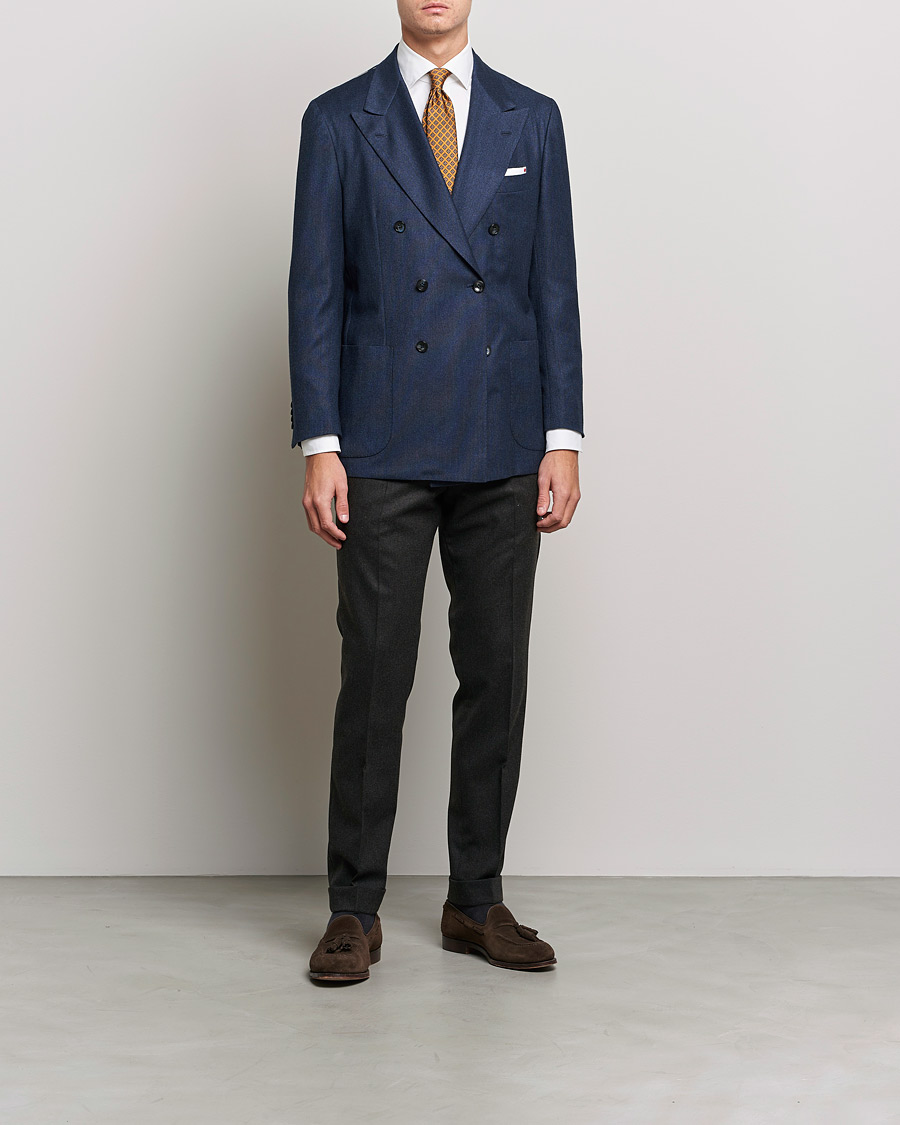 Herren | Sakkos | Kiton | Wool/Cashmere Hopsack DB Blazer Navy