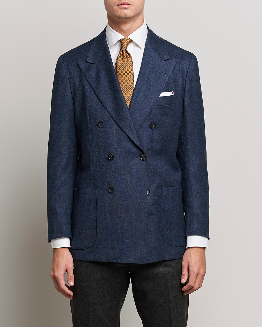 Herren | Sakkos | Kiton | Wool/Cashmere Hopsack DB Blazer Navy