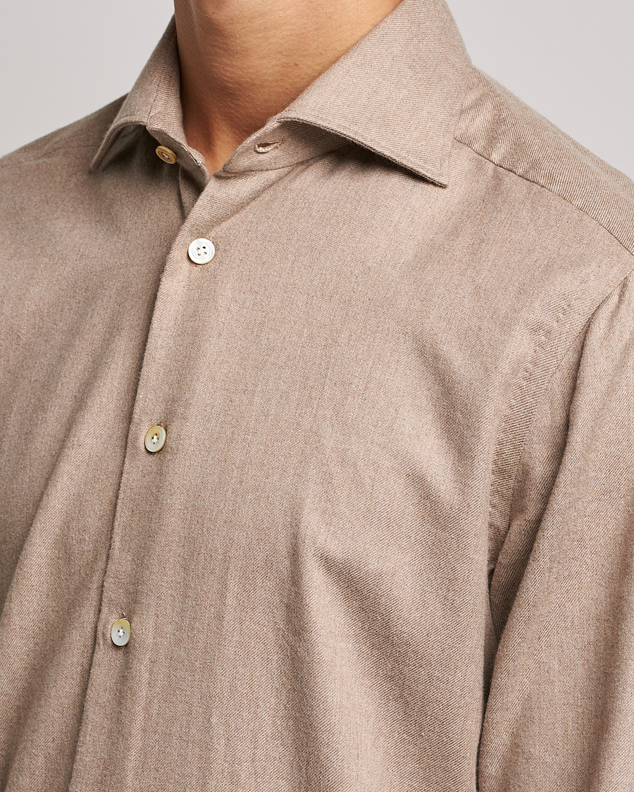 Herren | Hemden | Kiton | Slim Fit Flannel Shirt Beige