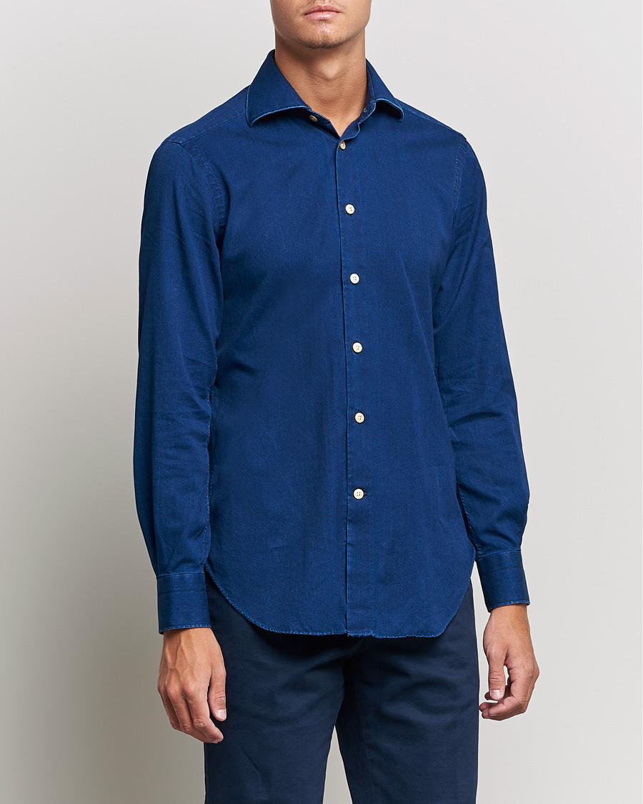 Herren | Hemden | Kiton | Slim Fit Denim Shirt Blue Wash