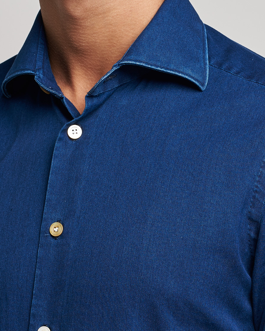 Herren | Hemden | Kiton | Slim Fit Denim Shirt Blue Wash