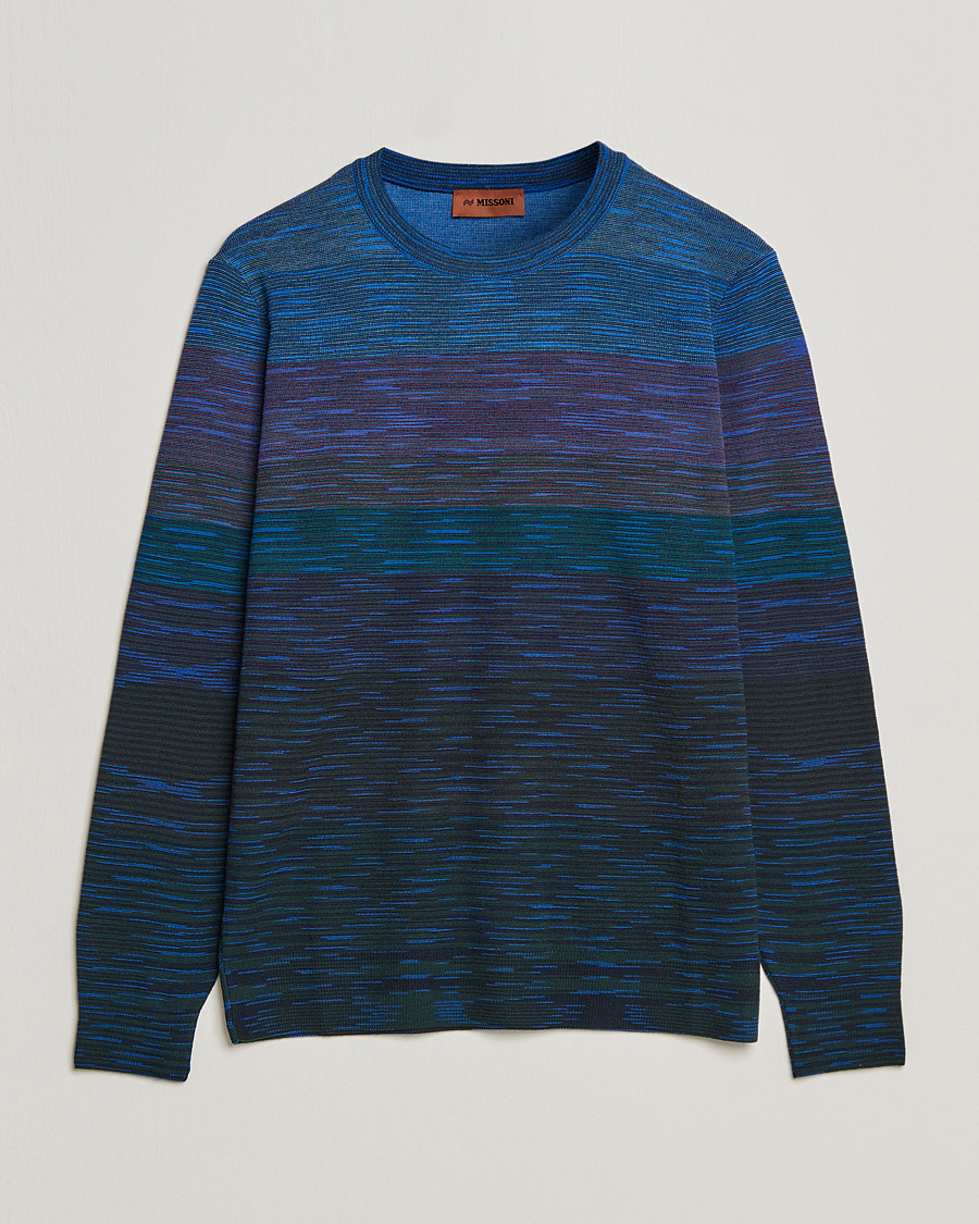 Herren | Pullover | Missoni | Striped Wool Sweater Navy/Purple