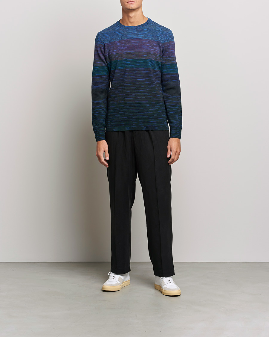 Herren | Pullover | Missoni | Striped Wool Sweater Navy/Purple
