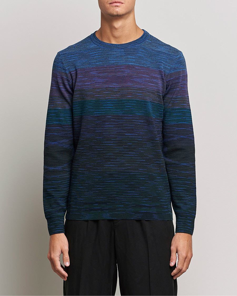 Herren | Pullover | Missoni | Striped Wool Sweater Navy/Purple