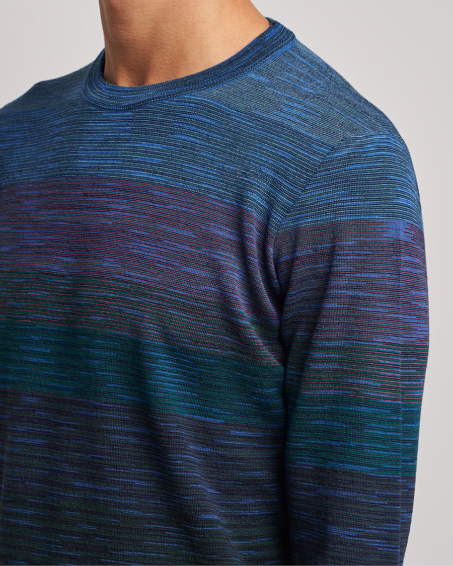 Herren | Pullover | Missoni | Striped Wool Sweater Navy/Purple