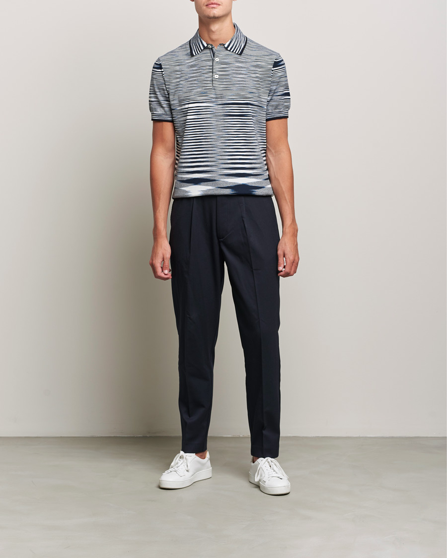Herren | Poloshirts | Missoni | Fiammato Knitted Polo Navy/White
