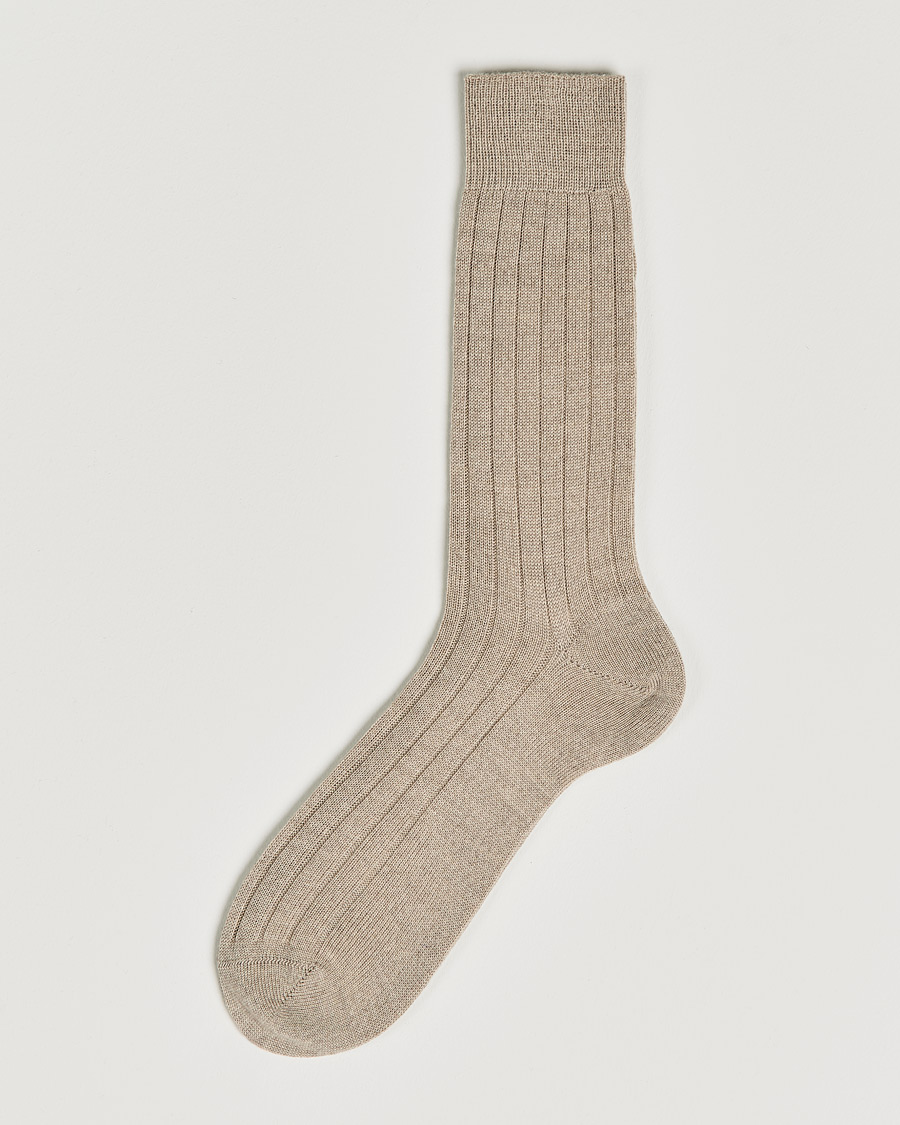 Herren | Unterwäsche | Bresciani | Wool/Nylon Heavy Ribbed Socks Beige