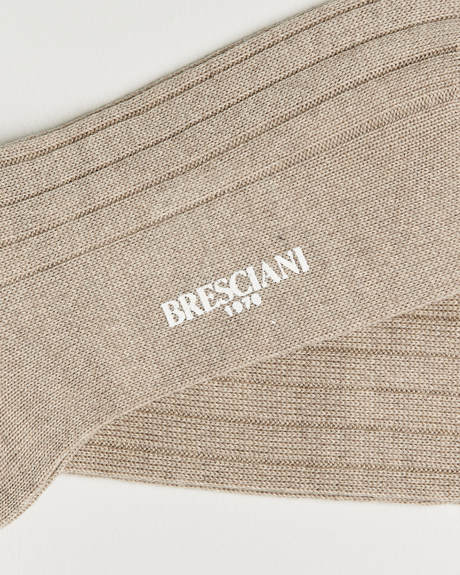 Herren | Socken | Bresciani | Wool/Nylon Heavy Ribbed Socks Beige