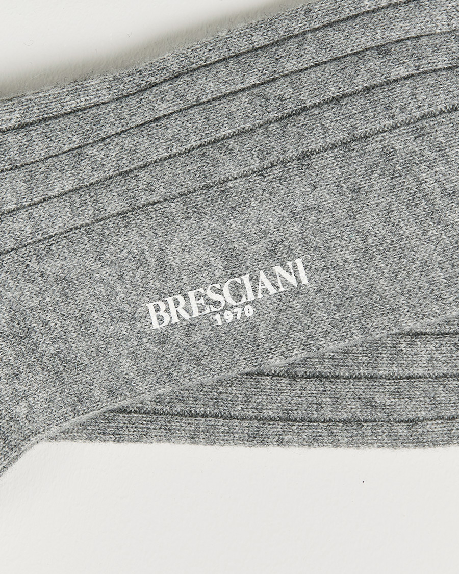 Herren |  | Bresciani | Pure Cashmere Ribbed Socks Light Grey
