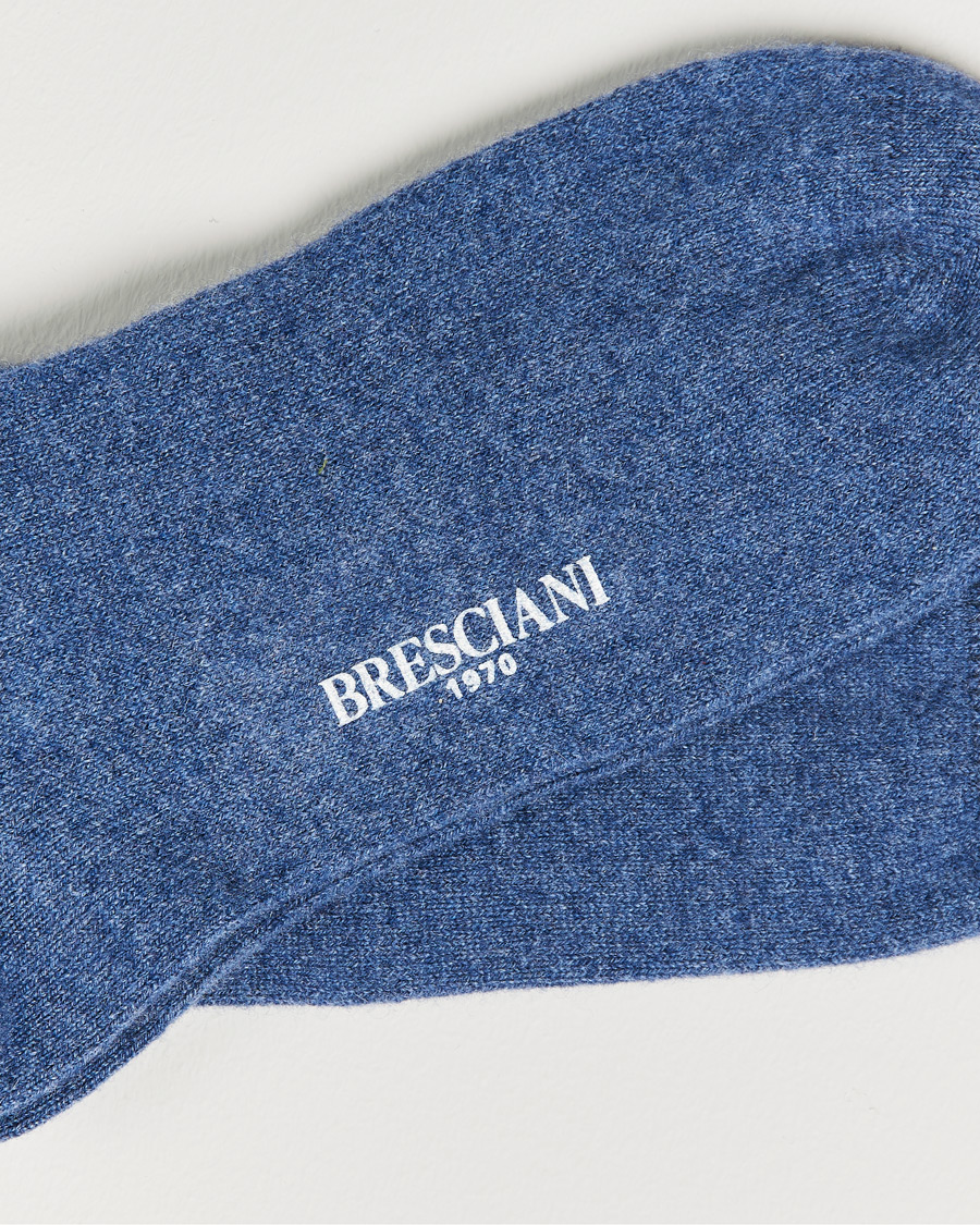 Herren |  | Bresciani | Pure Cashmere Socks Blue Melange