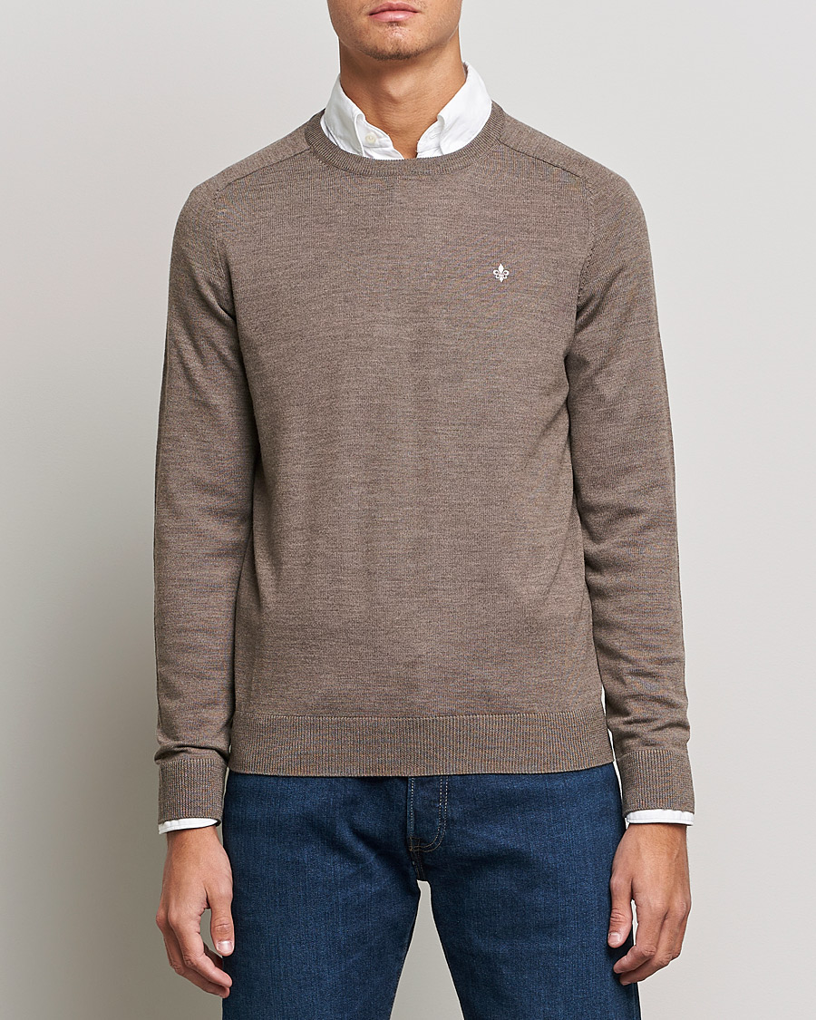 Herren | Rundausschnitt | Morris | Merino Crew Neck Pullover Brown